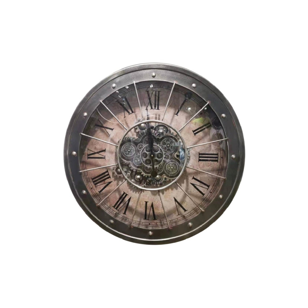 Black Bezel with Rivets Gear clock 80cm image 0